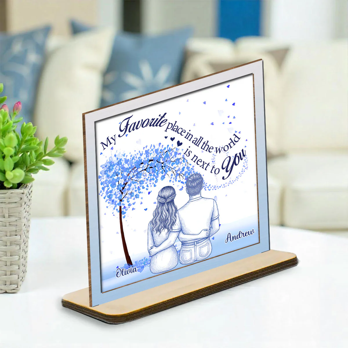 My Favorite Place - Personalized Custom 2-Layer Wood Plaque With Flat Base - Image 2