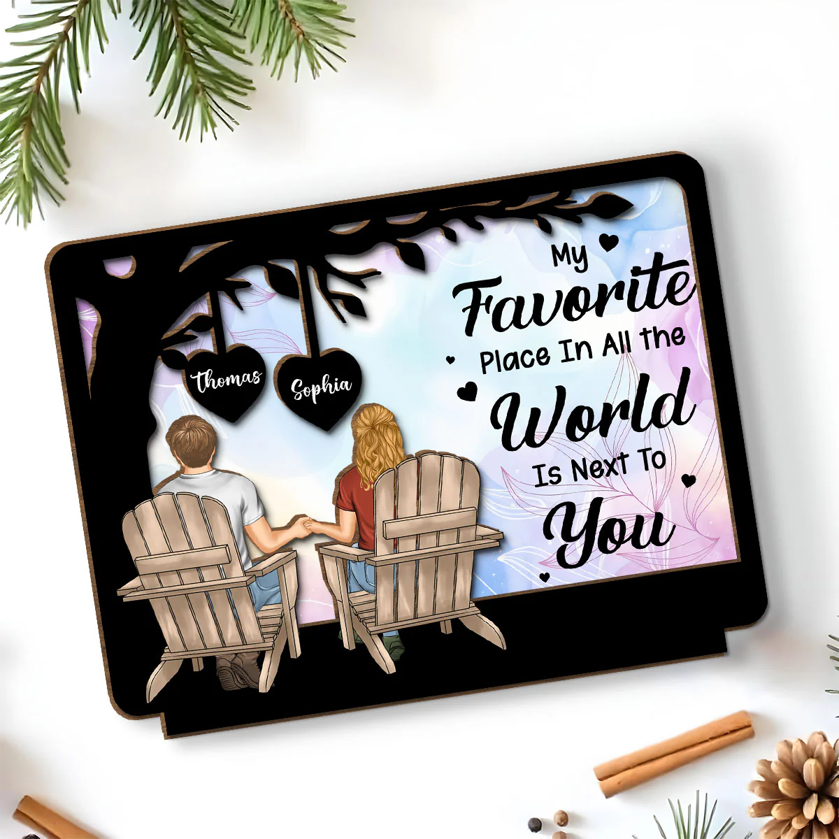 My Favorite Place - Personalized Custom 2-Layer Wood Plaque With Flat Base - Image 4