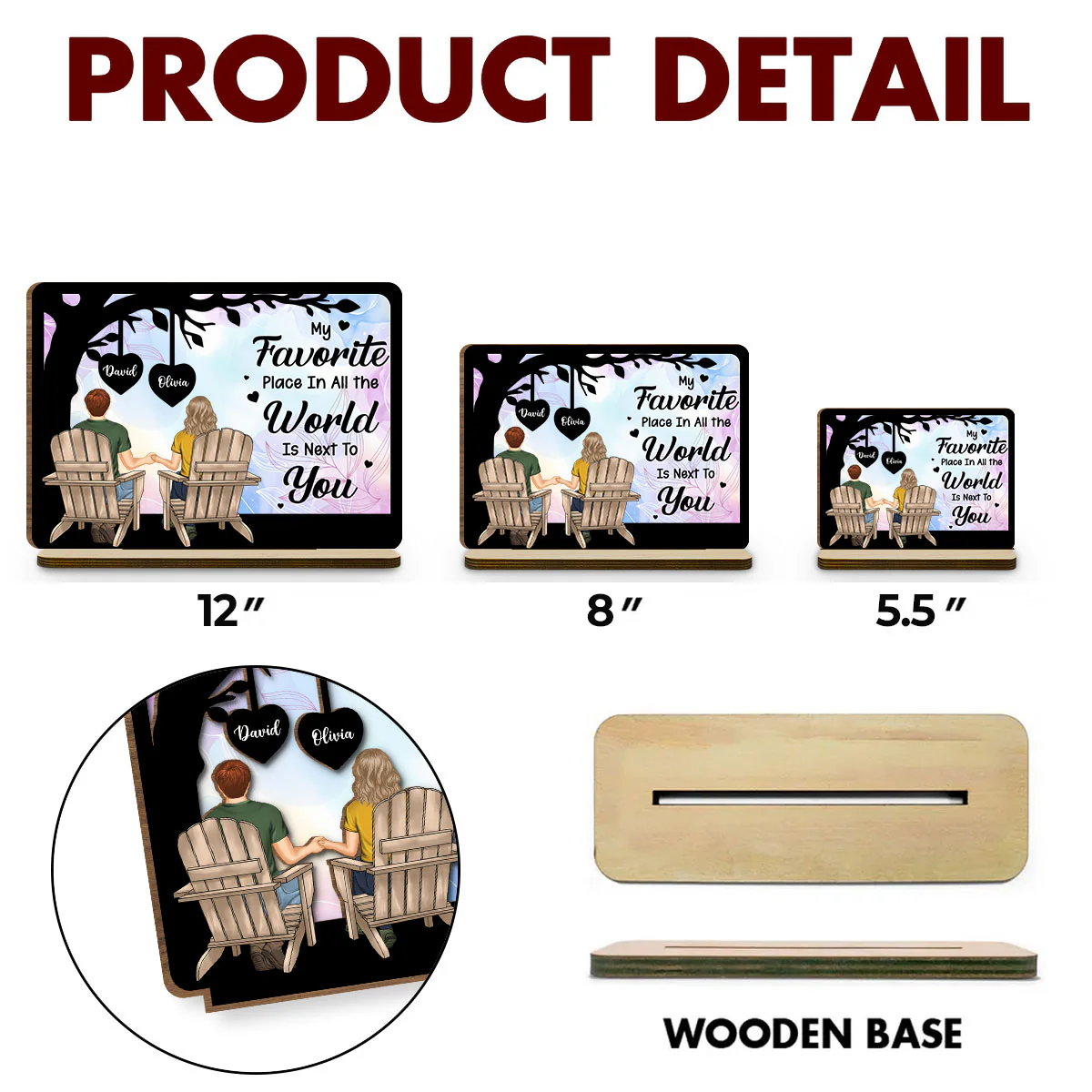My Favorite Place - Personalized Custom 2-Layer Wood Plaque With Flat Base - Image 5