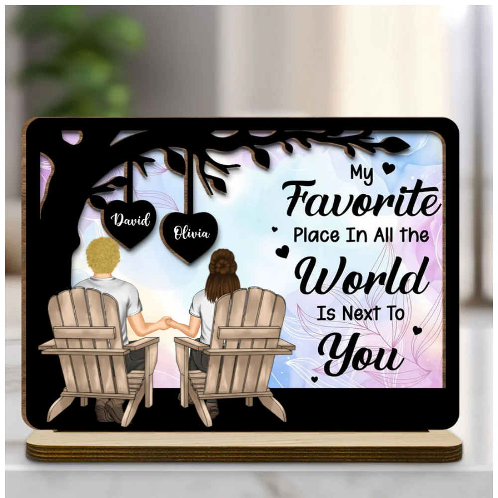 My Favorite Place - Personalized Custom 2-Layer Wood Plaque With Flat Base - Image 7