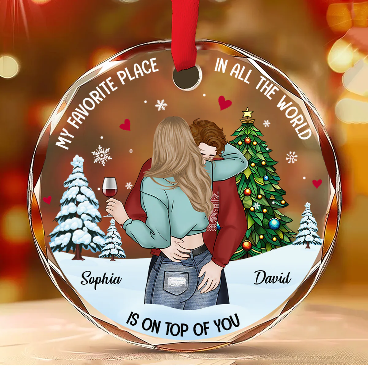 My Favorite Place - Personalized Custom Glass Ornament - Image 2