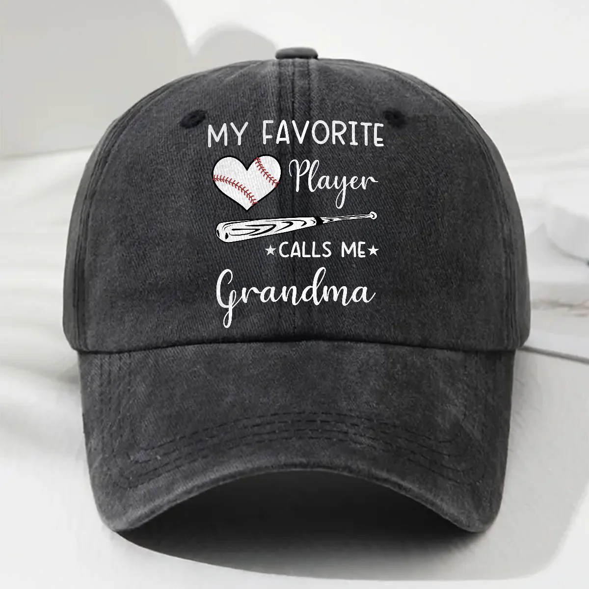 My Favorite Player Calls Me - Personalized Custom Vintage Washed Denim Cap