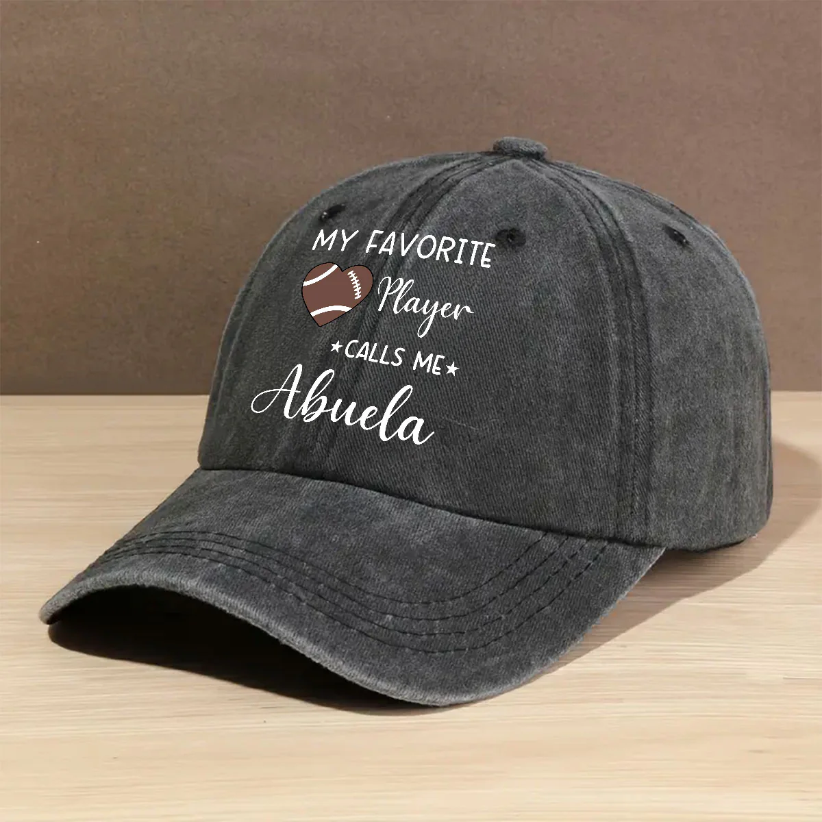 My Favorite Player Calls Me - Personalized Custom Vintage Washed Denim Cap - Image 2