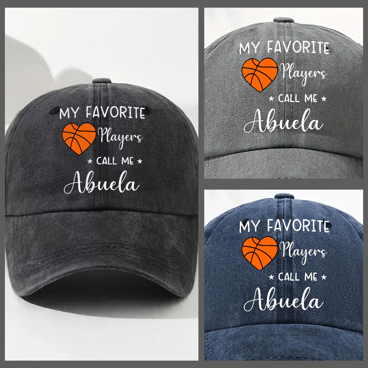 My Favorite Player Calls Me - Personalized Custom Vintage Washed Denim Cap - Image 4