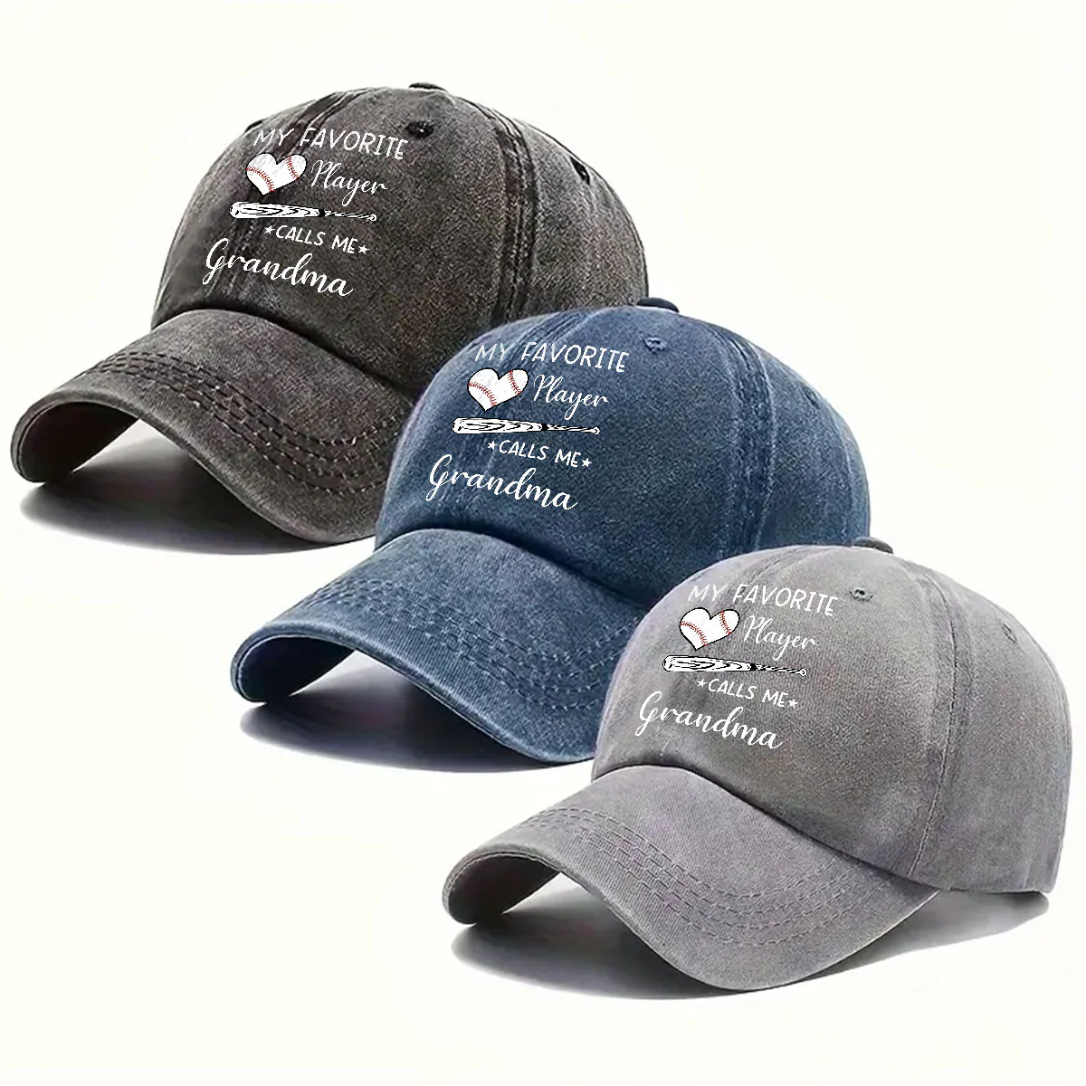 My Favorite Player Calls Me - Personalized Custom Vintage Washed Denim Cap - Image 5