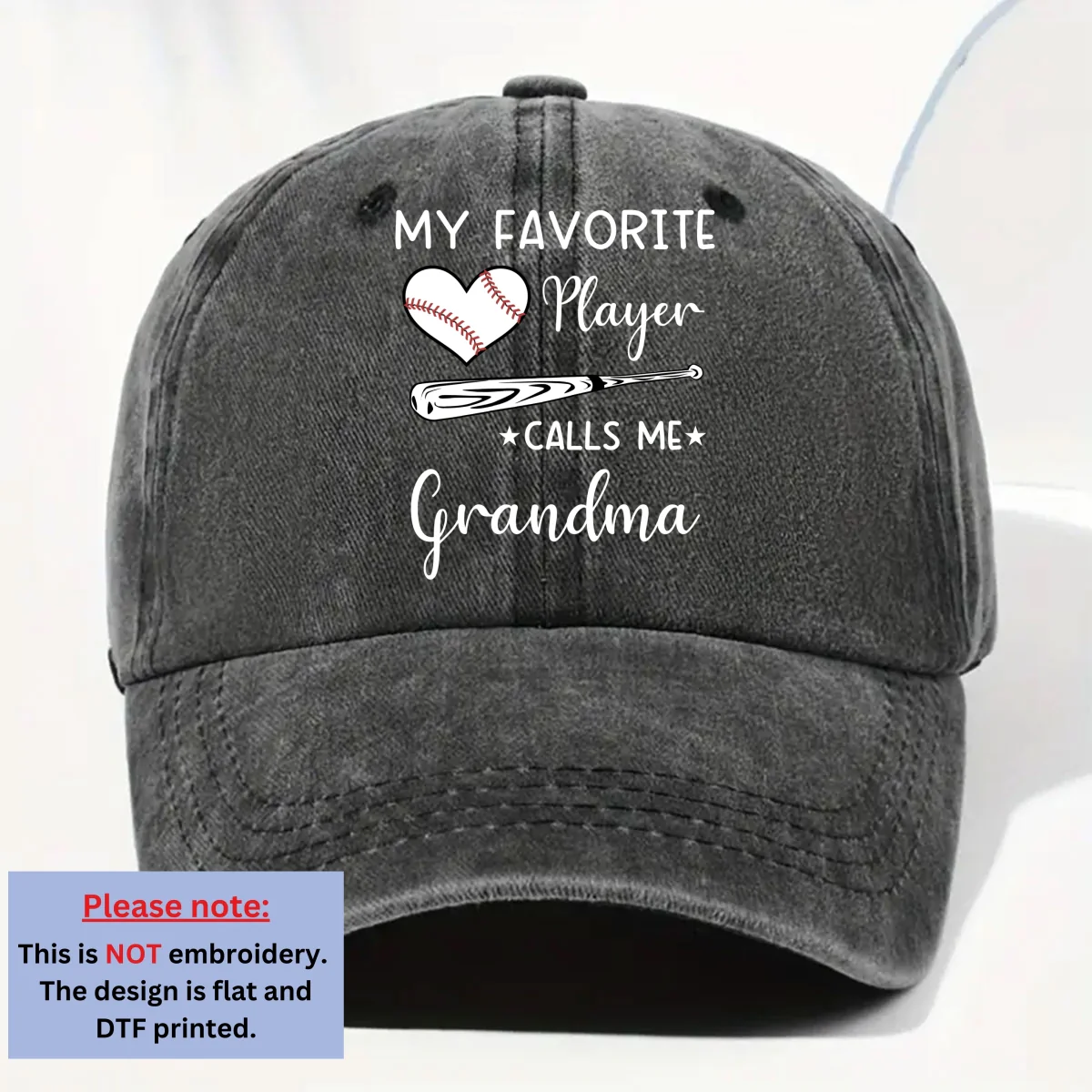 My Favorite Player Calls Me - Personalized Custom Vintage Washed Denim Cap - Image 7