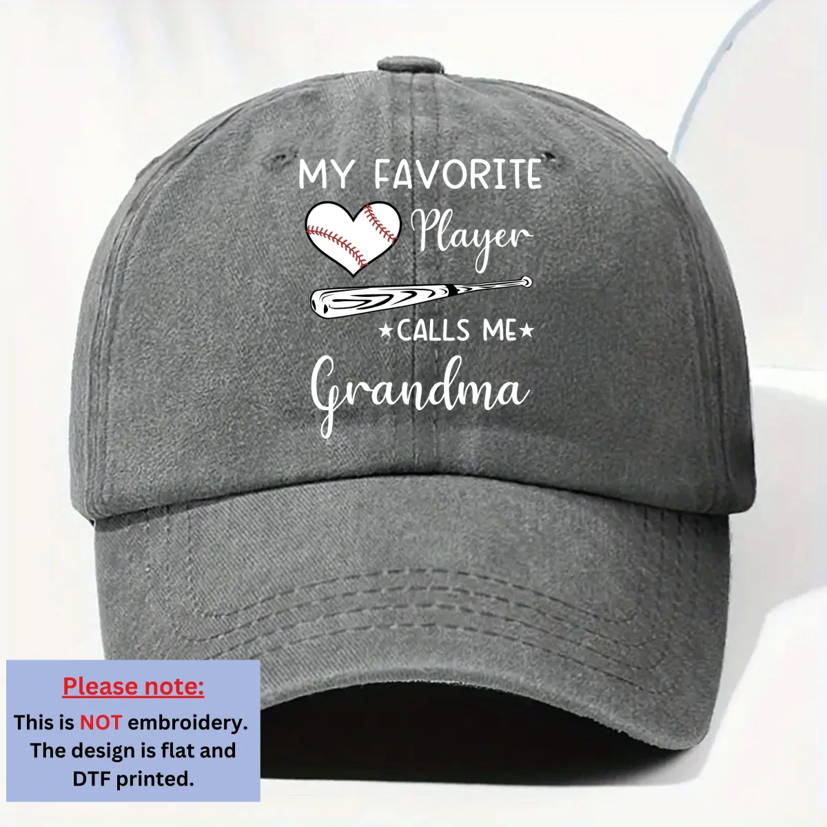 My Favorite Player Calls Me - Personalized Custom Vintage Washed Denim Cap - Image 8