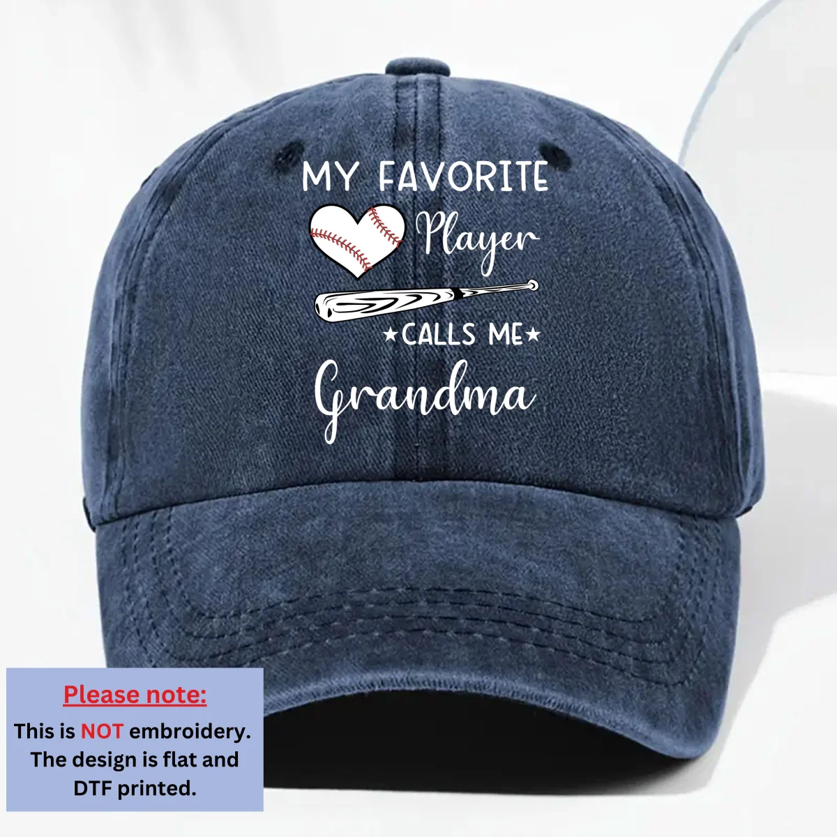 My Favorite Player Calls Me - Personalized Custom Vintage Washed Denim Cap - Image 9