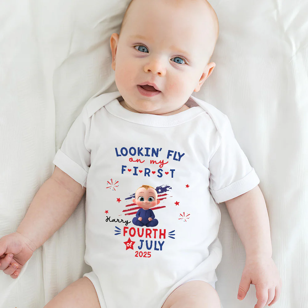 My First 4th July - Personalized Custom Baby Onesie - Image 4