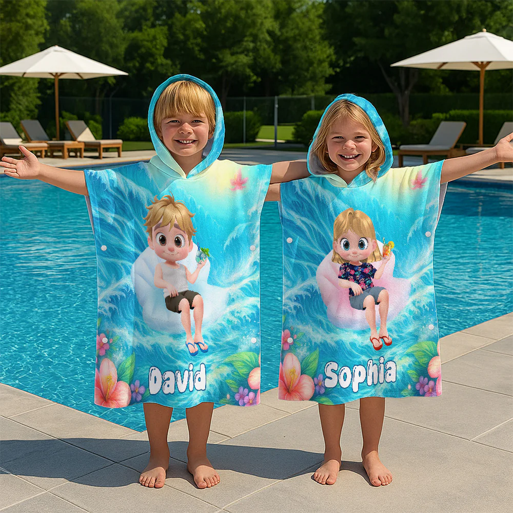 My Forever Love - Personalized Custom Hooded Beach Towel - Image 2