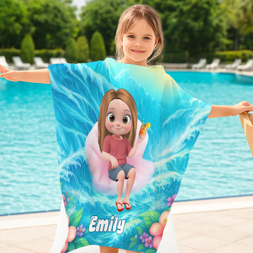 My Forever Love - Personalized Custom Hooded Beach Towel - Image 3