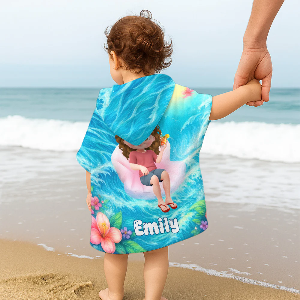 My Forever Love - Personalized Custom Hooded Beach Towel - Image 4