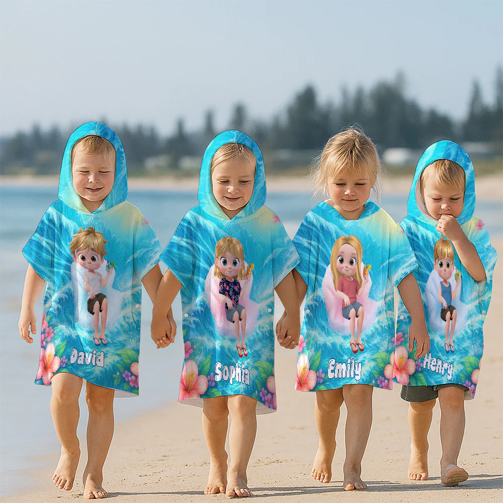 My Forever Love - Personalized Custom Hooded Beach Towel - Image 5