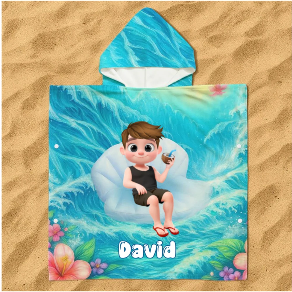 My Forever Love - Personalized Custom Hooded Beach Towel - Image 8