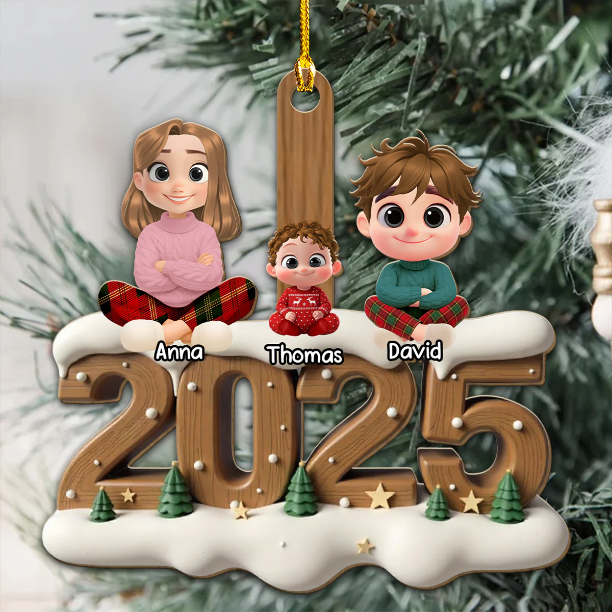 My Grand Babies This Year Onwards - Personalized Custom 3D Effect Wood Ornament - Image 3