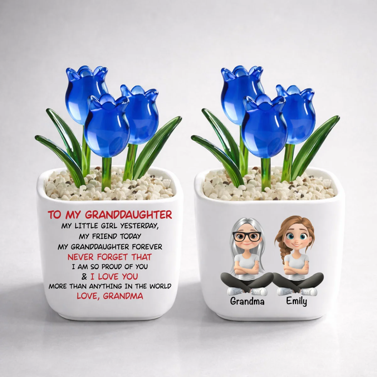 My Granddaughter Forever - Personalized Custom Glass Everlasting Tulips - Image 8