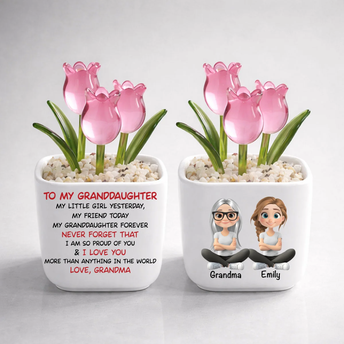 My Granddaughter Forever - Personalized Custom Glass Everlasting Tulips - Image 9