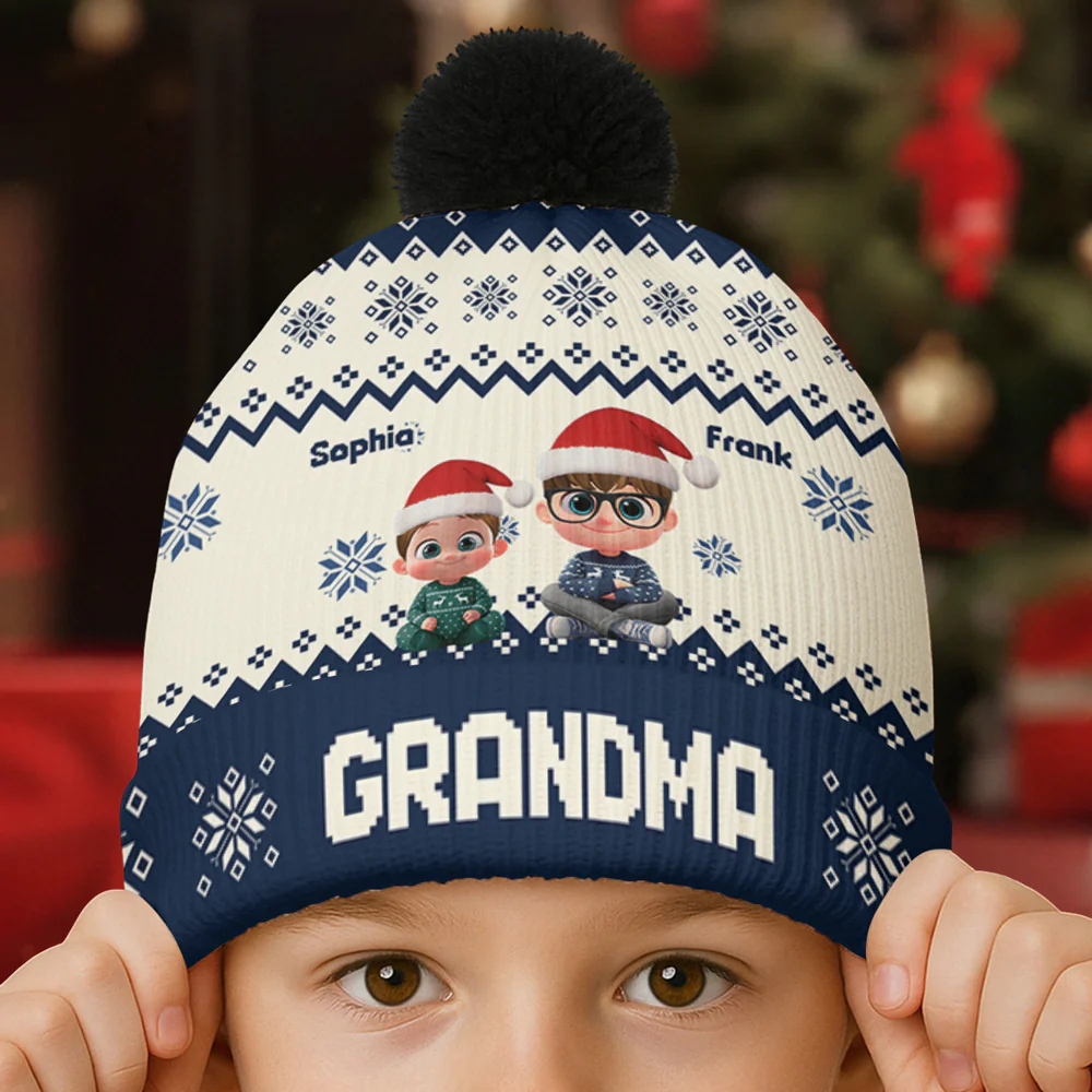 My Grandkids Are Ahead All - Personalized Custom Bobble Beanie Hat - Image 3