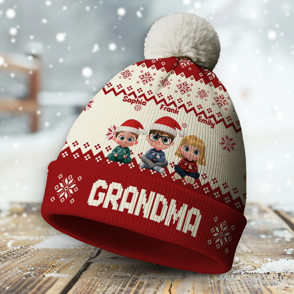 My Grandkids Are Ahead All - Personalized Custom Bobble Beanie Hat - Image 5