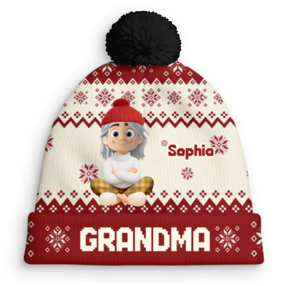 My Grandkids Are Ahead All - Personalized Custom Bobble Beanie Hat - Image 8