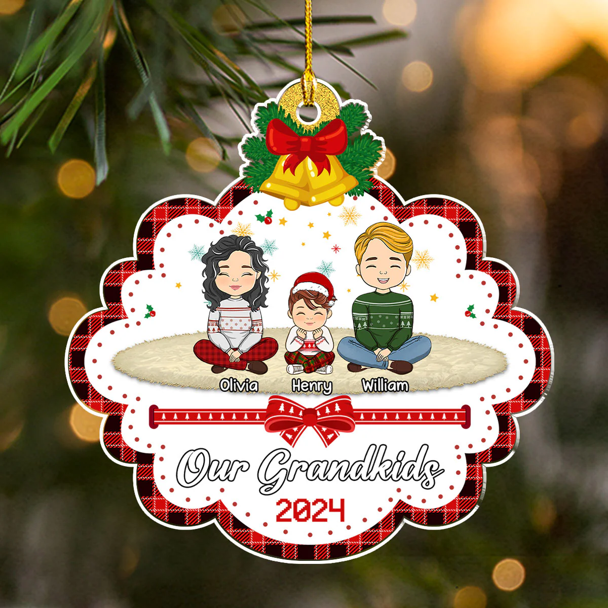 My Grandkids Christmas - Personalized Custom Acrylic Ornament - Image 2