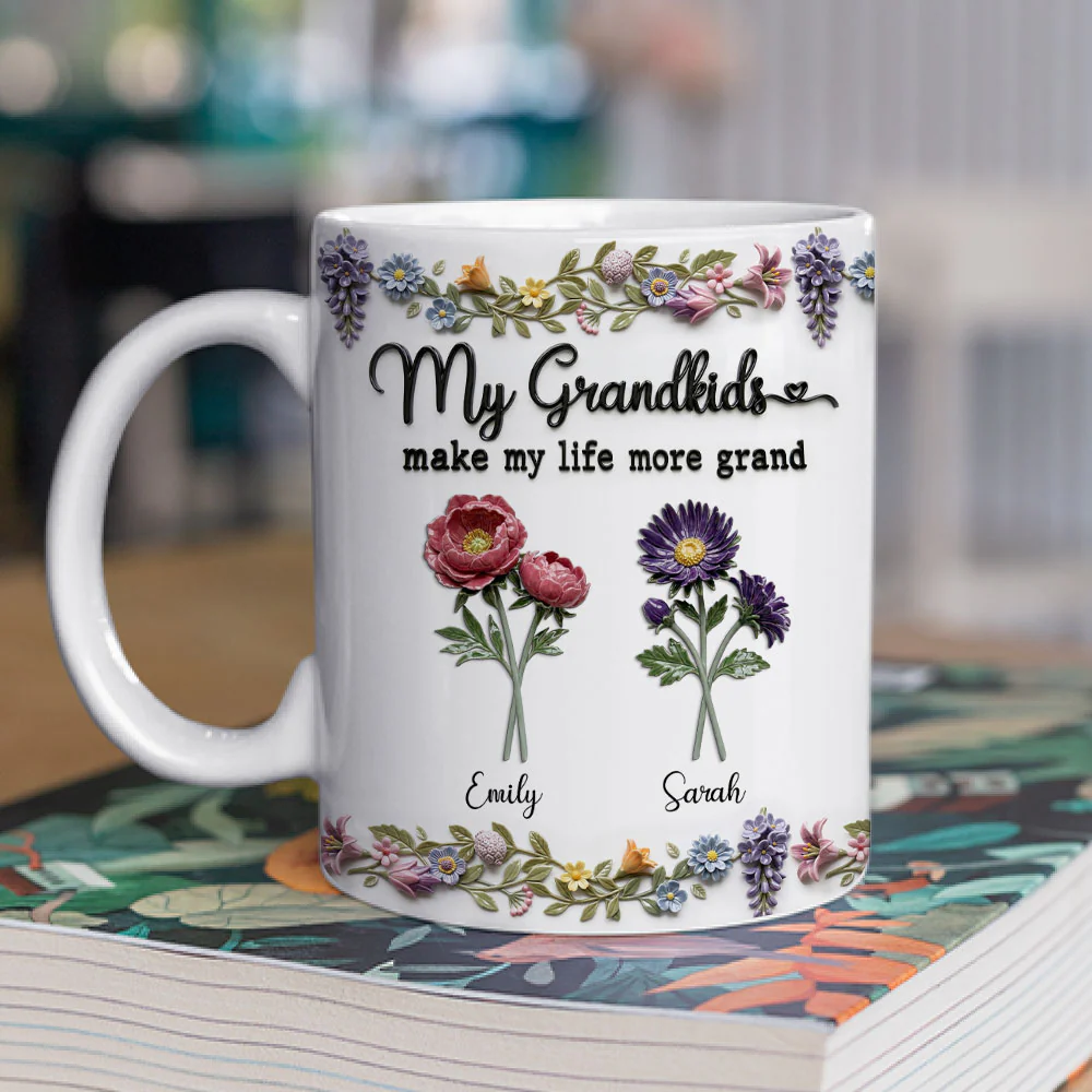 My Grandkids Make Life Bloom - Personalized Custom 3D Effect Mug - Image 2