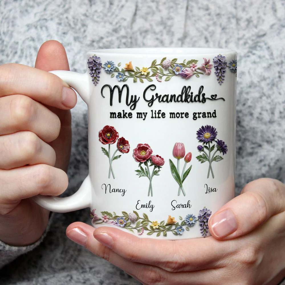 My Grandkids Make Life Bloom - Personalized Custom 3D Effect Mug - Image 3