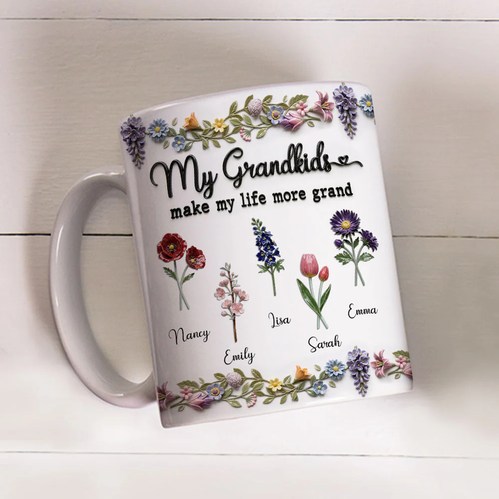My Grandkids Make Life Bloom - Personalized Custom 3D Effect Mug - Image 4