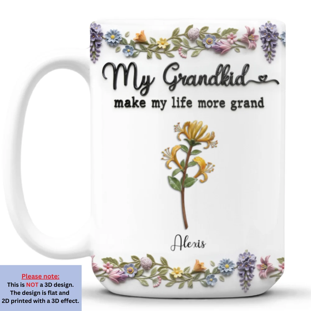 My Grandkids Make Life Bloom - Personalized Custom 3D Effect Mug - Image 9
