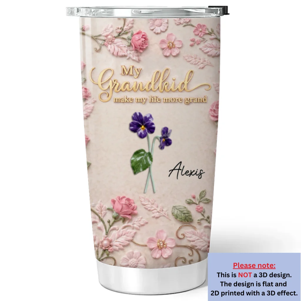 My Grandkids Make Life Bloom - Personalized Custom 3D Effect Tumbler - Image 6
