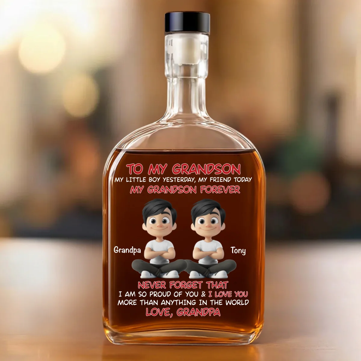 My Grandson Forever - Personalized Custom Spirits Decanter - Image 7