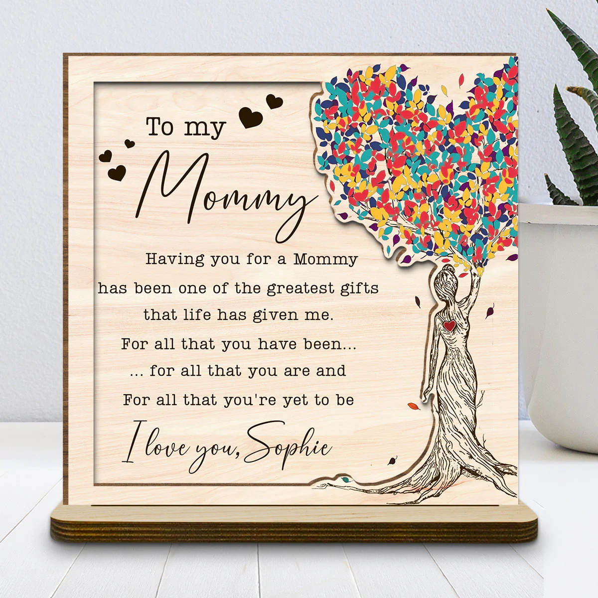 My Greatest Gift - Personalized Custom 2-Layer Wood Plaque With Flat Base - Image 2