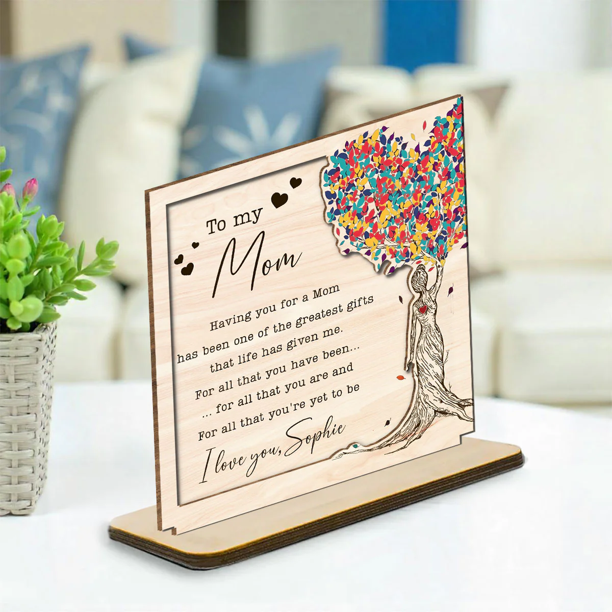 My Greatest Gift - Personalized Custom 2-Layer Wood Plaque With Flat Base - Image 3