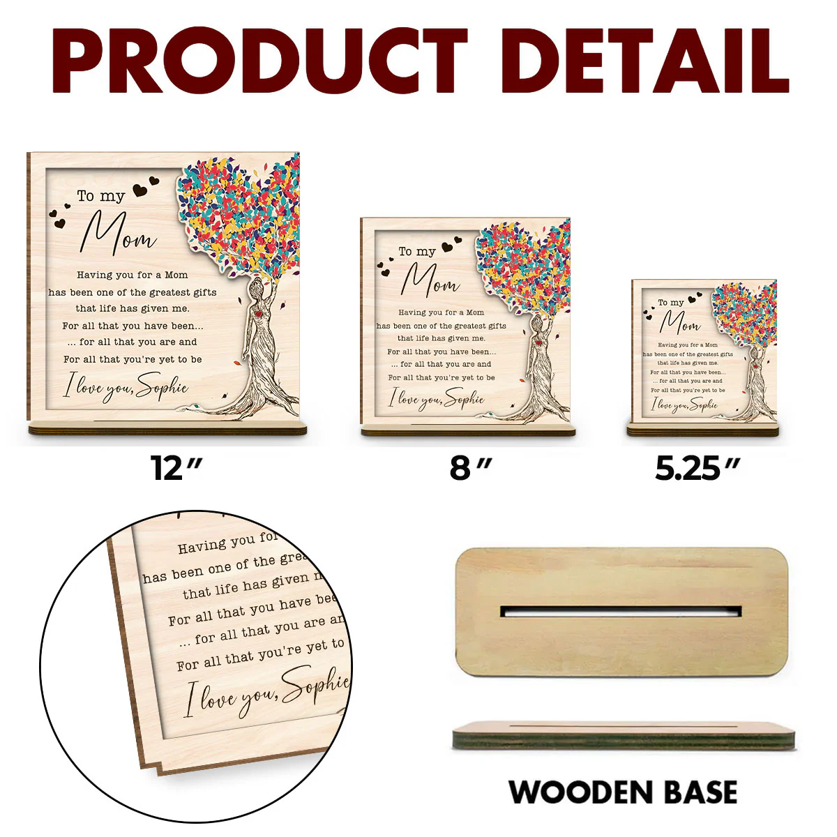 My Greatest Gift - Personalized Custom 2-Layer Wood Plaque With Flat Base - Image 5