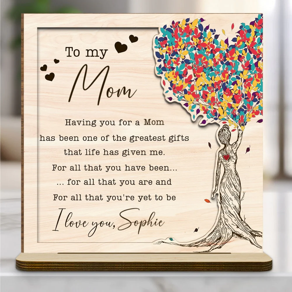 My Greatest Gift - Personalized Custom 2-Layer Wood Plaque With Flat Base - Image 7