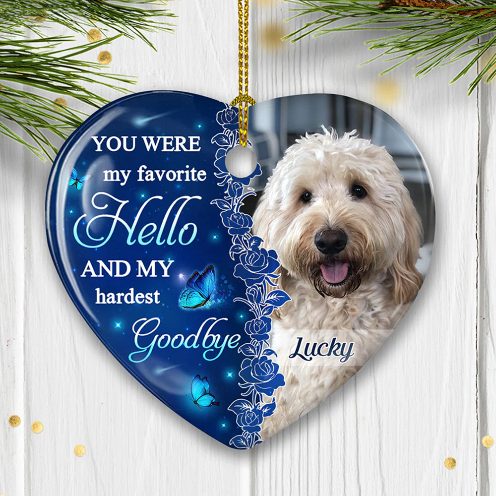 The Hardest Goodbye - Personalized Custom Heart Ceramic Christmas Ornament - Image 2