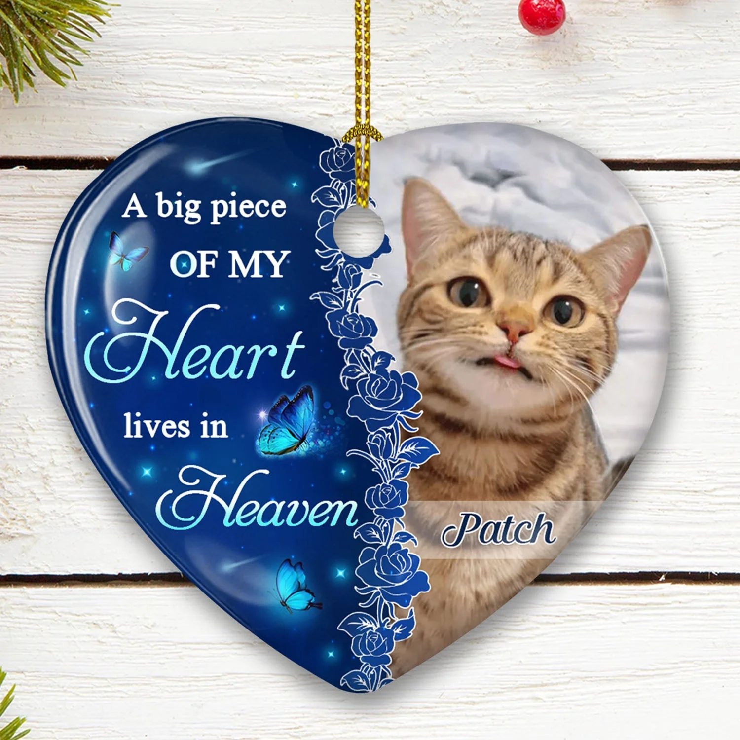 The Hardest Goodbye - Personalized Custom Heart Ceramic Christmas Ornament - Image 3