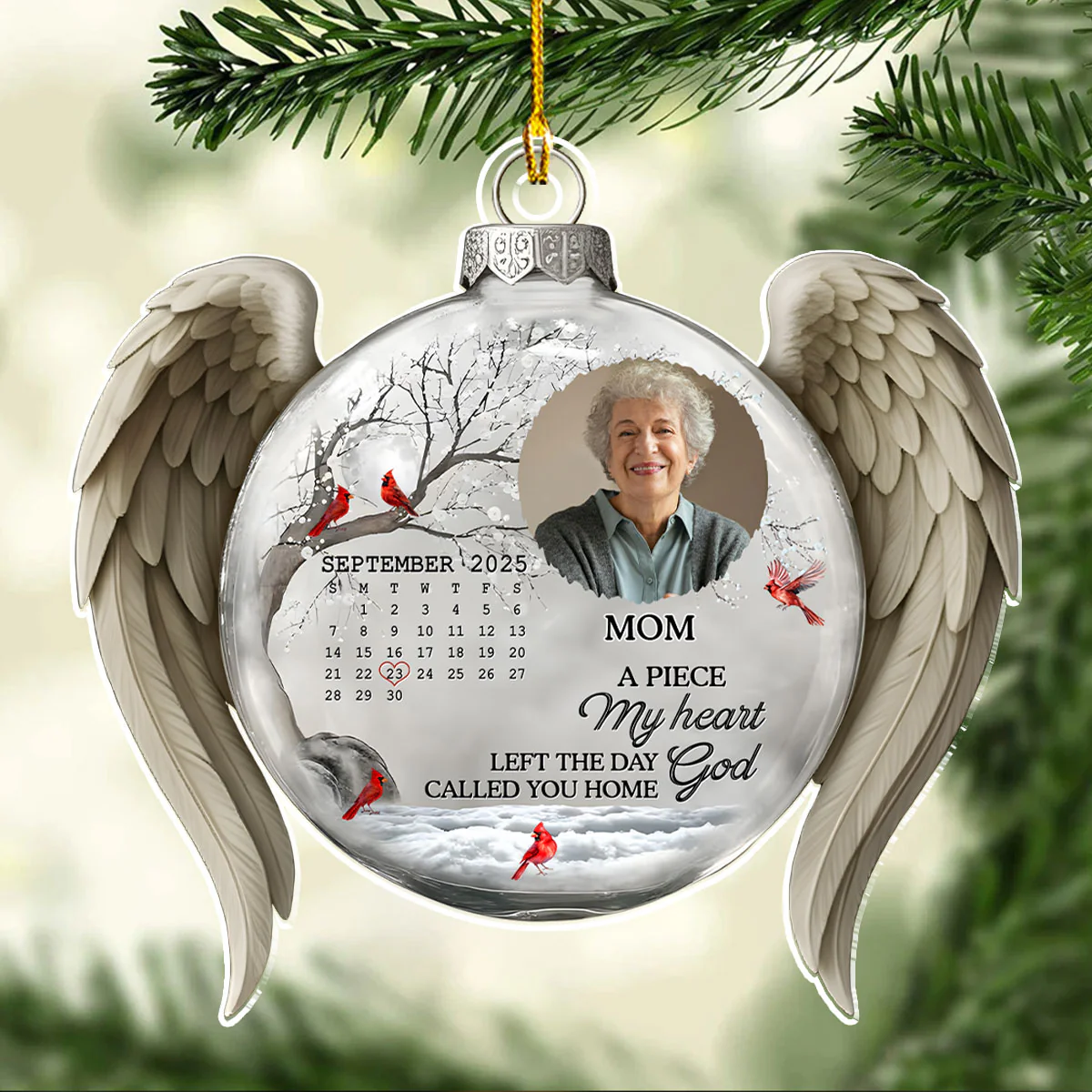 My Heart Changed Forever Angel Wings - Personalized Custom Acrylic Ornament - Image 2