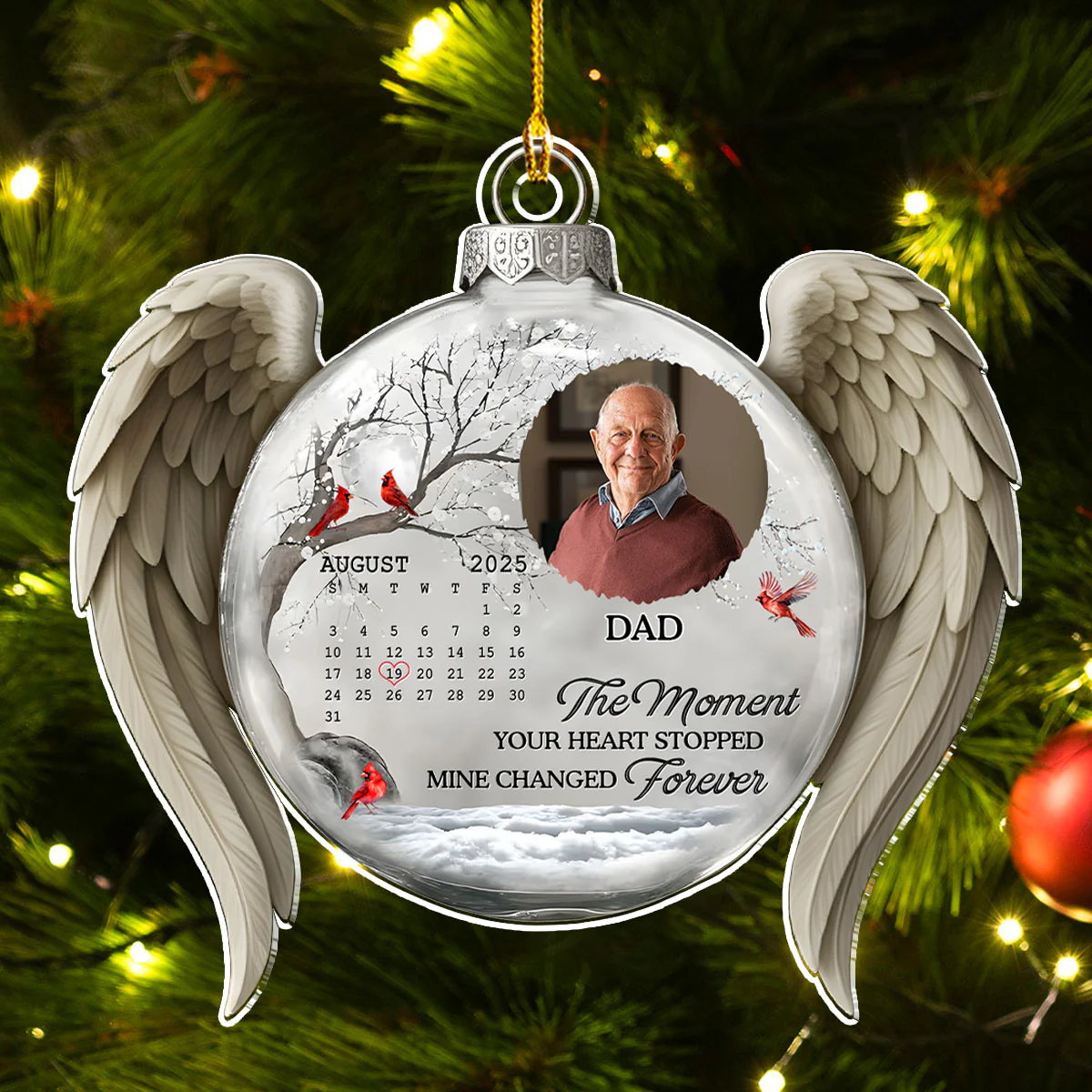 My Heart Changed Forever Angel Wings - Personalized Custom Acrylic Ornament - Image 3