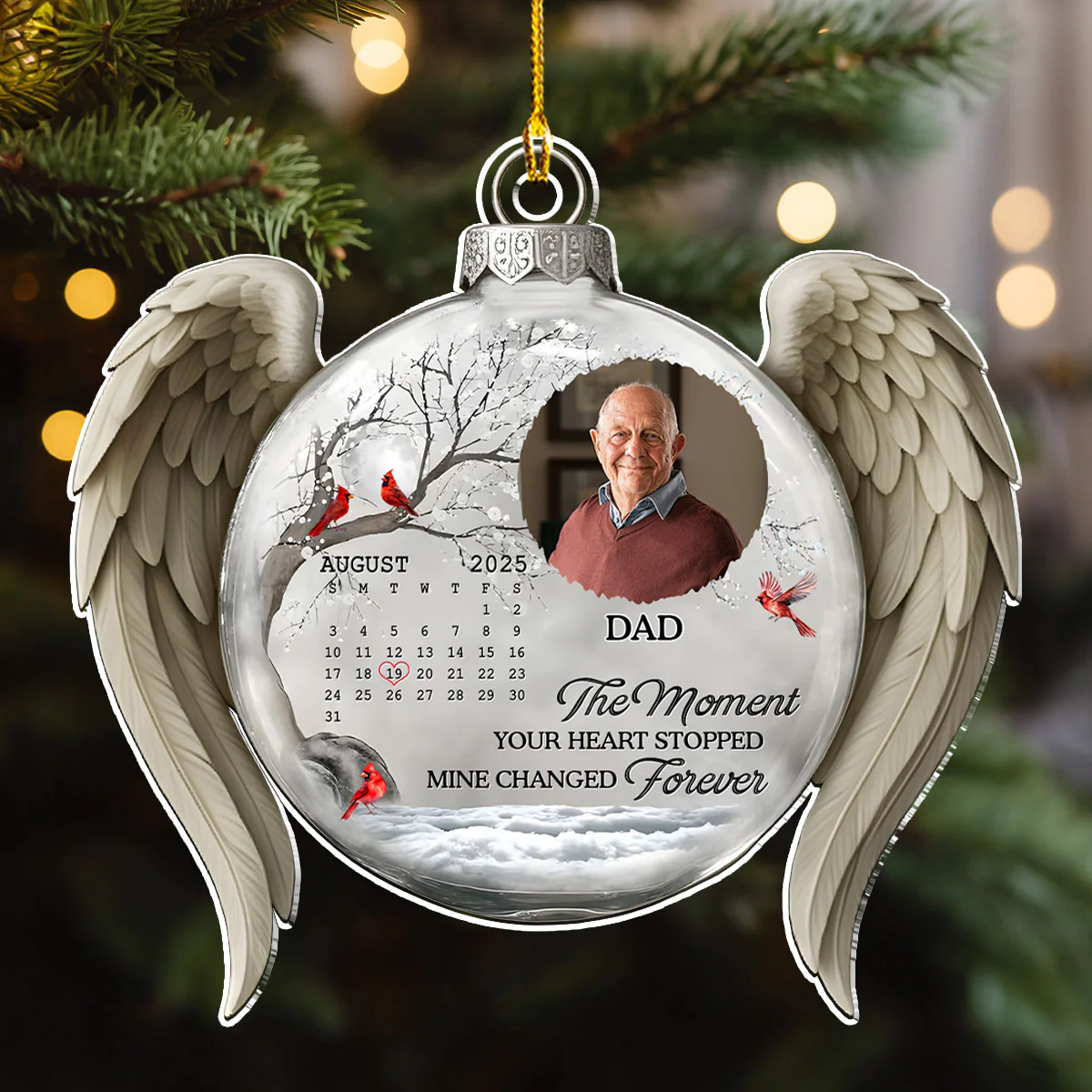 My Heart Changed Forever Angel Wings - Personalized Custom Acrylic Ornament - Image 4