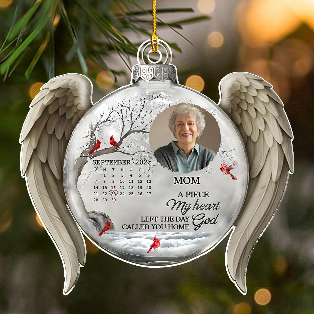 My Heart Changed Forever Angel Wings - Personalized Custom Acrylic Ornament - Image 5