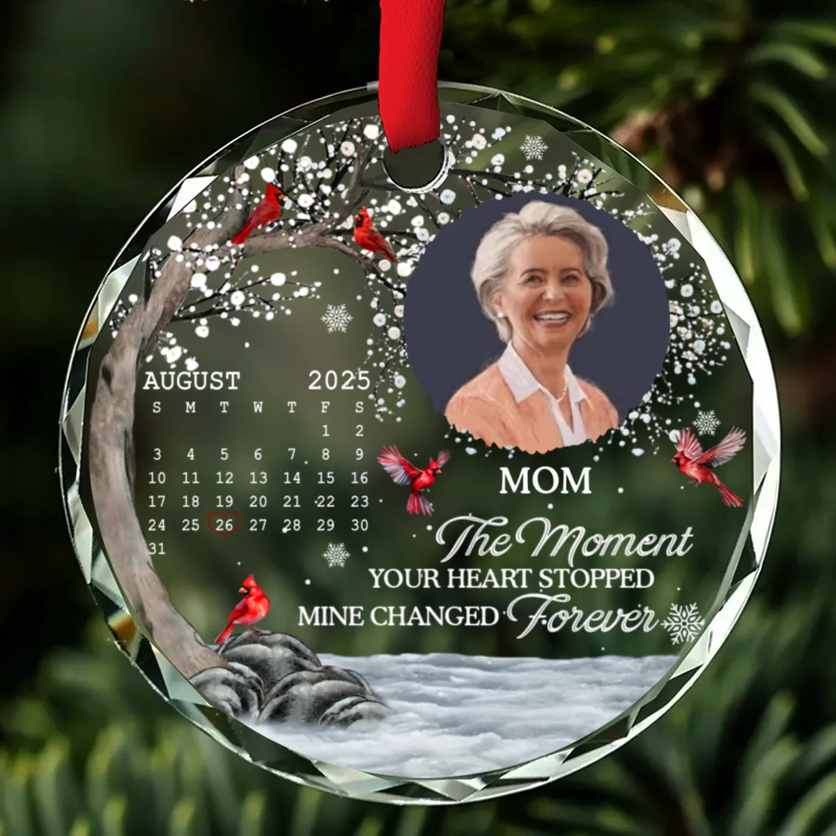 My Heart Changed Forever - Personalized Custom Glass Ornament - Image 7