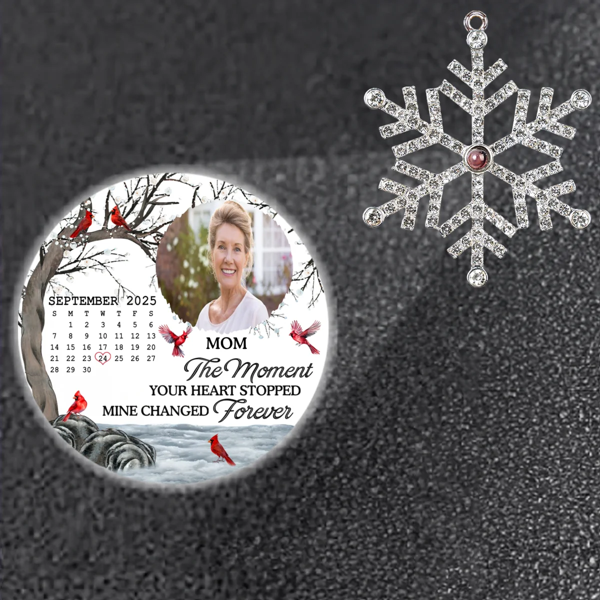 My Heart Changed Forever - Personalized Custom Photo Snowflake Projection Ornament - Image 7