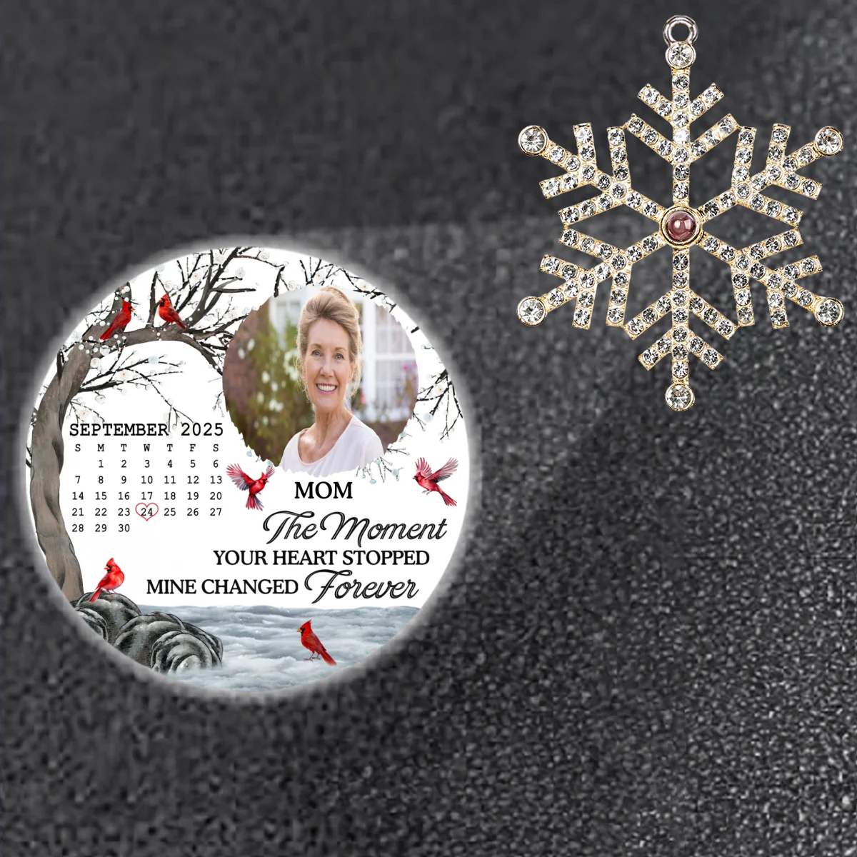 My Heart Changed Forever - Personalized Custom Photo Snowflake Projection Ornament - Image 8