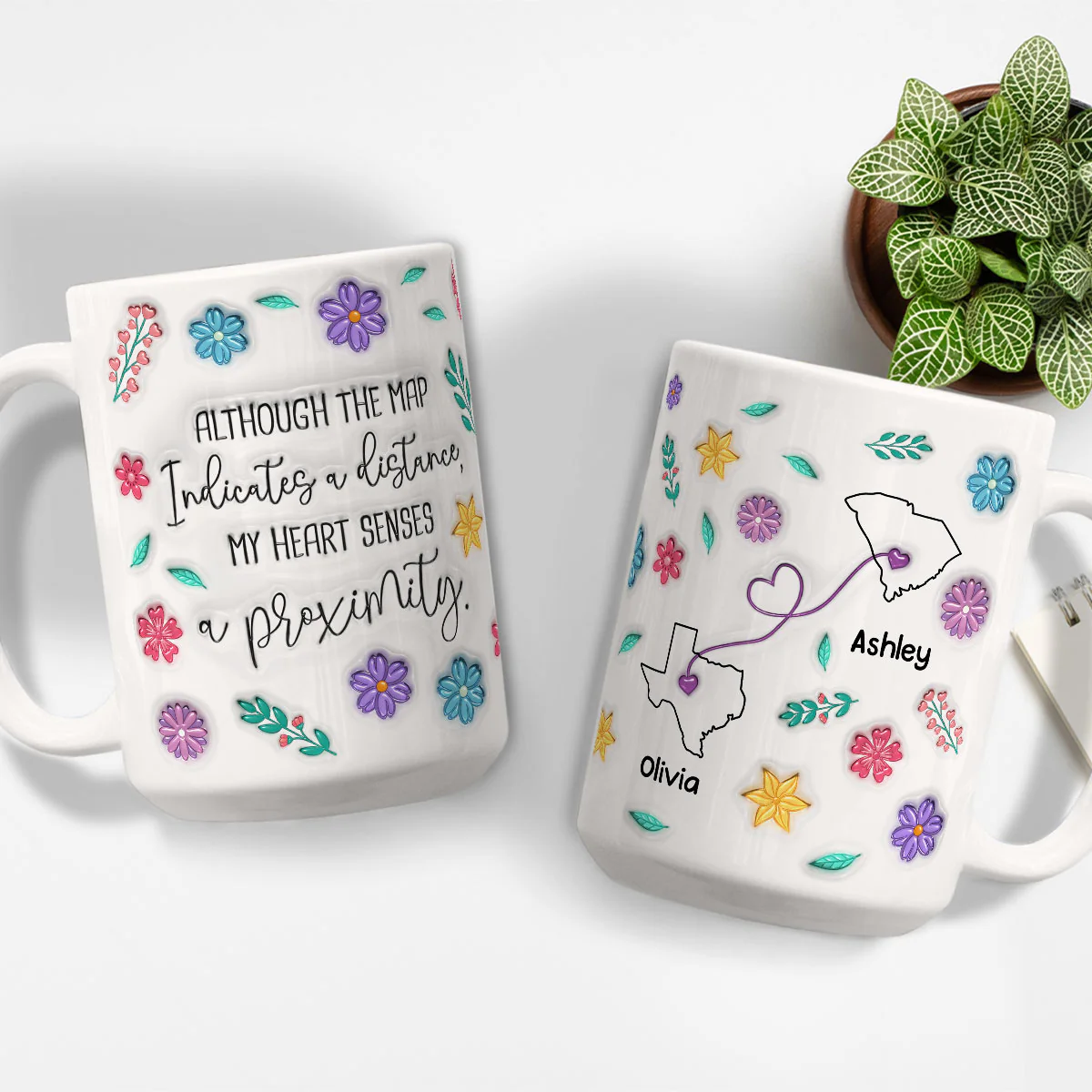 My Heart Feels You Nearby - Personalized Custom 3D Inflated Effect Mug - Image 3