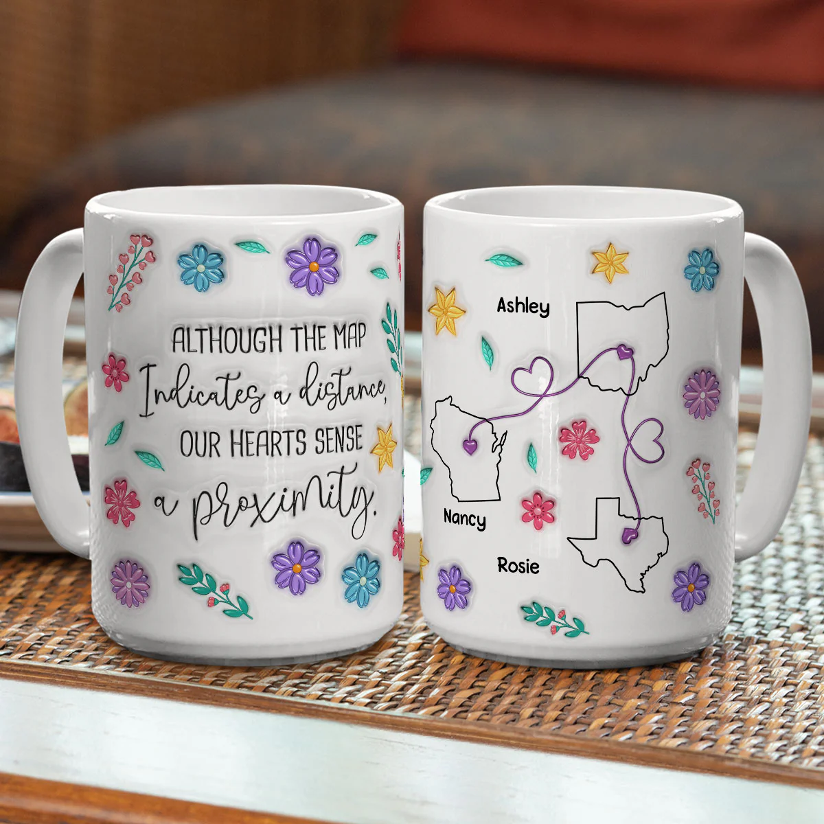 My Heart Feels You Nearby - Personalized Custom 3D Inflated Effect Mug - Image 4