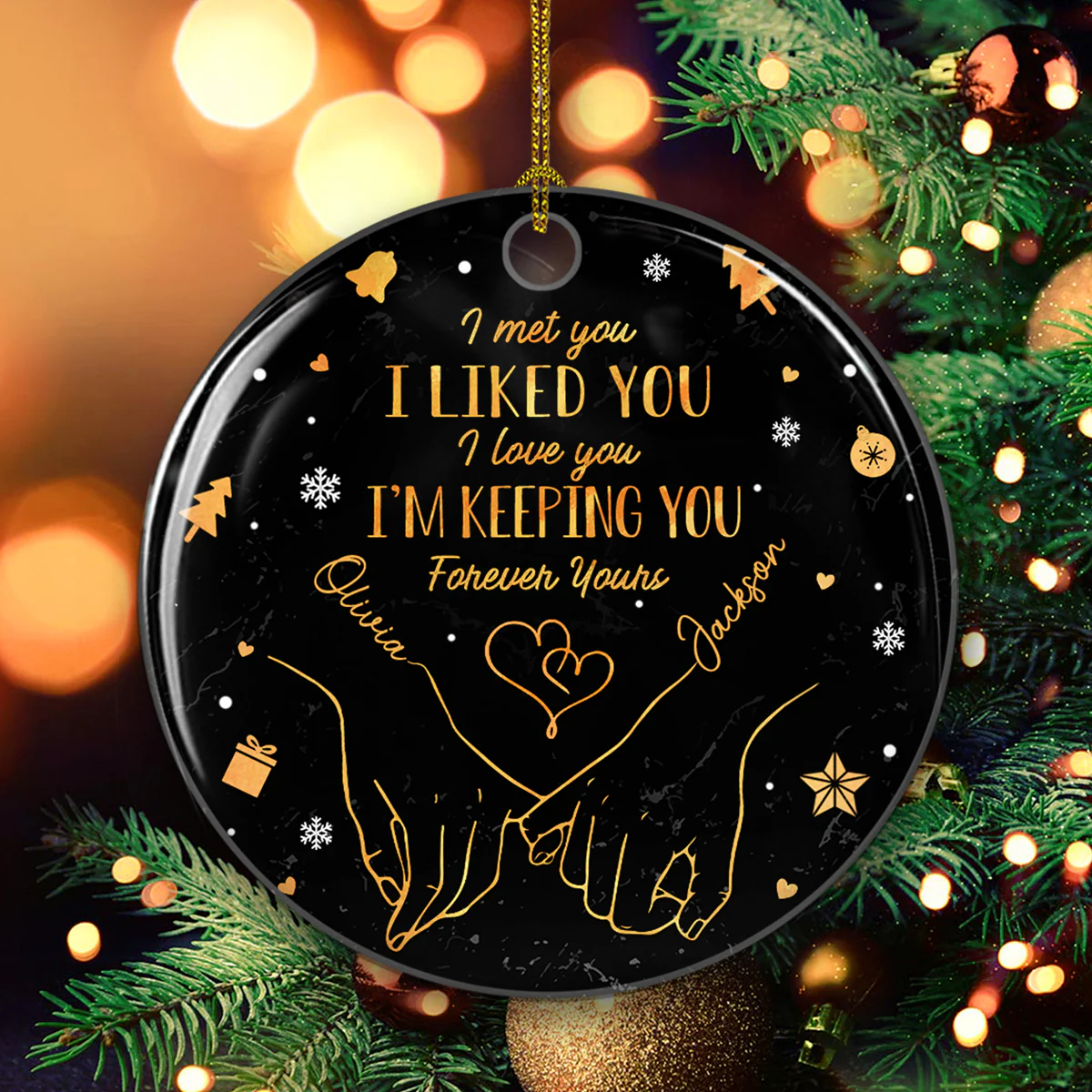 My Heart Is Perfect Because You Are Inside - Personalized Custom Ceramic Ornament - Image 4