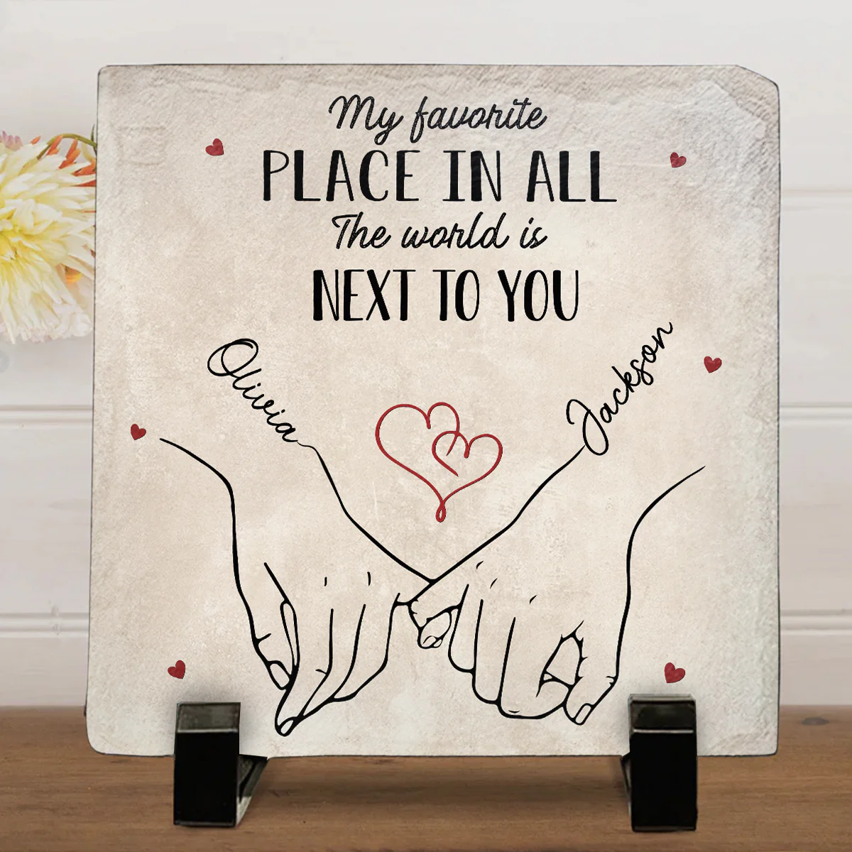 My Heart Is Perfect Because You Are Inside - Personalized Custom Square Shaped Stone - Image 2