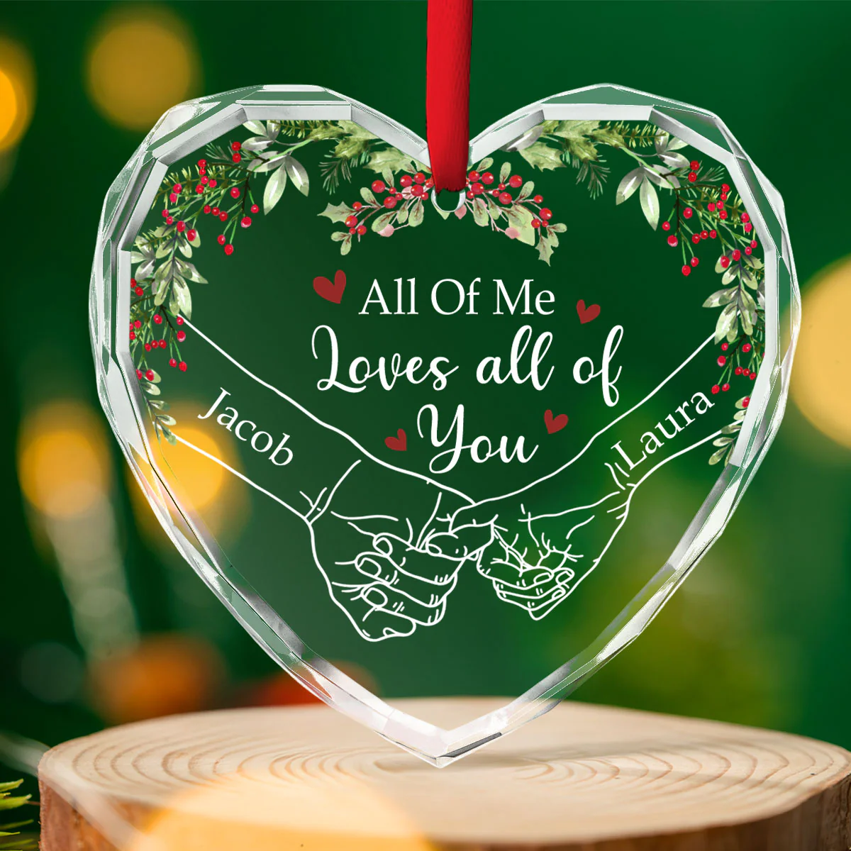 My Heart Needed You - Personalized Custom Glass Ornament - Image 2