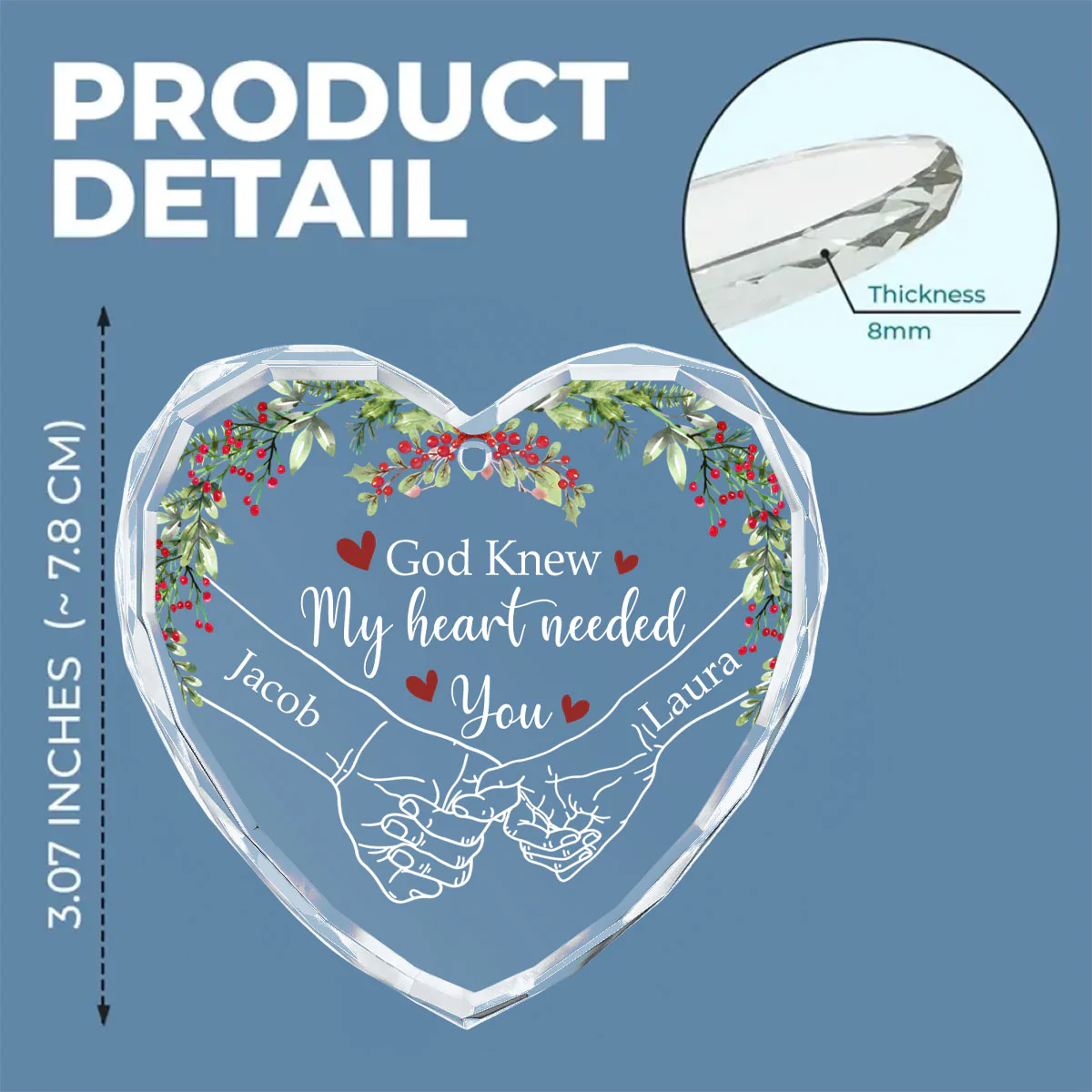 My Heart Needed You - Personalized Custom Glass Ornament - Image 5